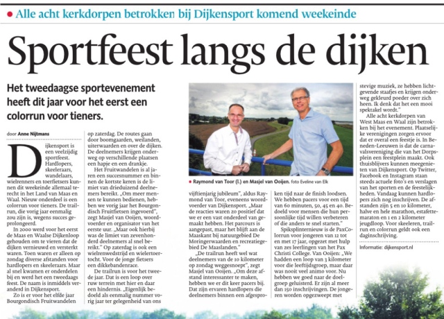 Stichting Maalse en Waalse DijkenLoop - DijkenSport 2015 interview Gelderlander Raymond van Toor